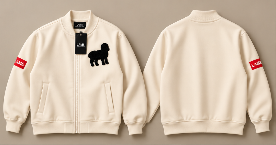 LAMS Cream Jacket clean front and back studio presentation