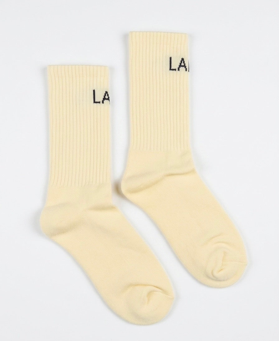 LAMS cream socks — full pair
